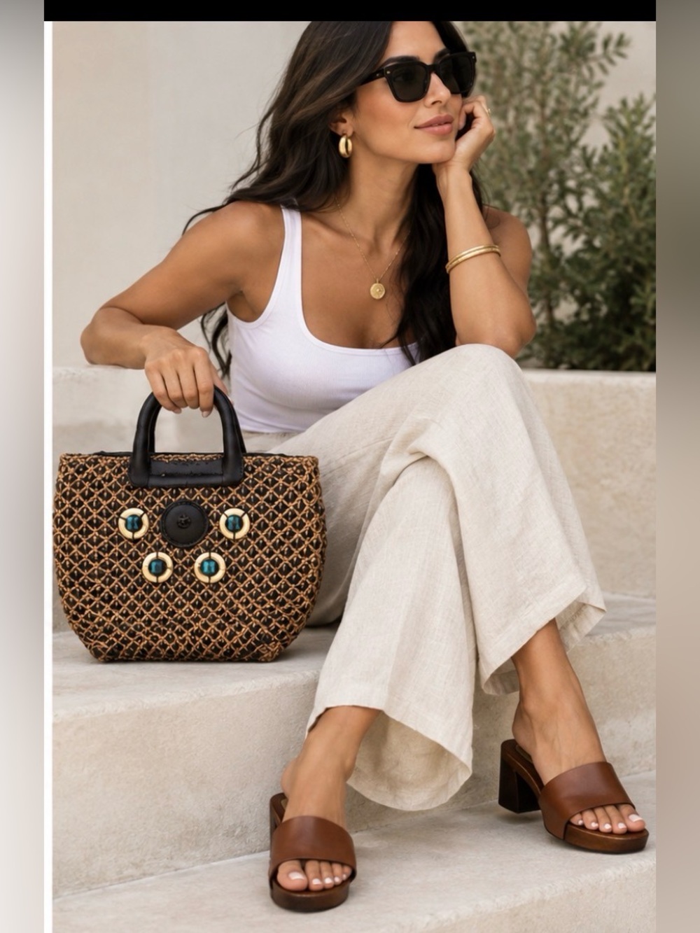 Italian vintage Brown Leather Slide Clog Heels bag also available if interested
